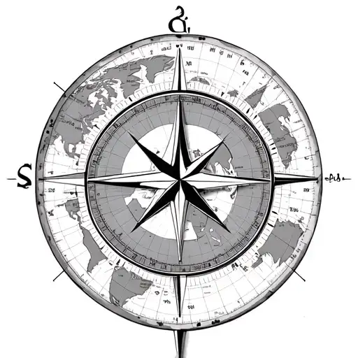 Kompass With Coordinates And Like A Worldmap In Background