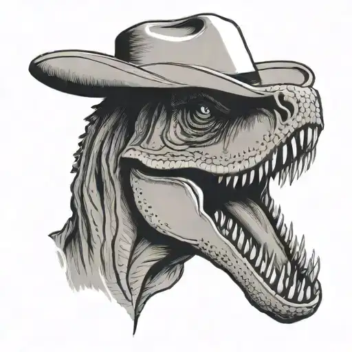 Minimalistic T-rex Wearing A Cowboy Hat