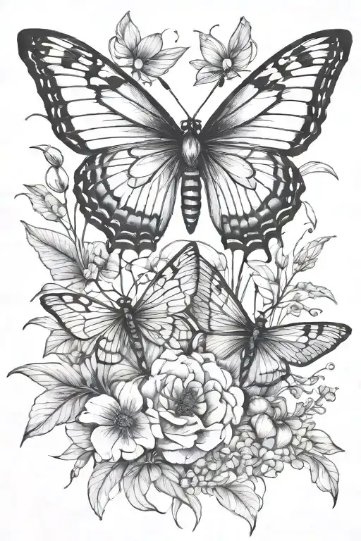 Butterfly And Dragonfly And Blue Wren Line Design