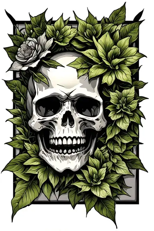 Grim Skull With Greenery