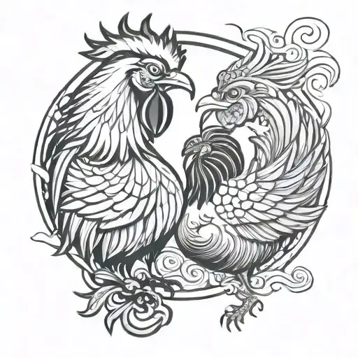 Yinyang Rooster And Goat