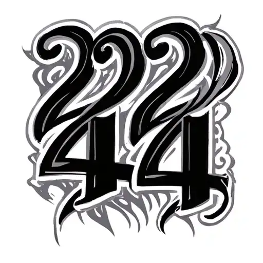222 Mixed W 444 Written Vertically Interrwined Black
