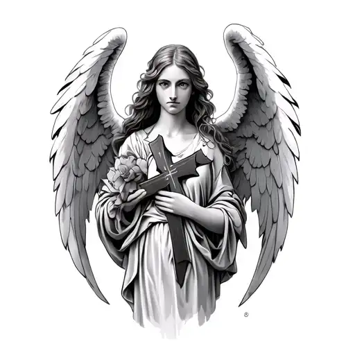 Female Angel With Cross Wrapped