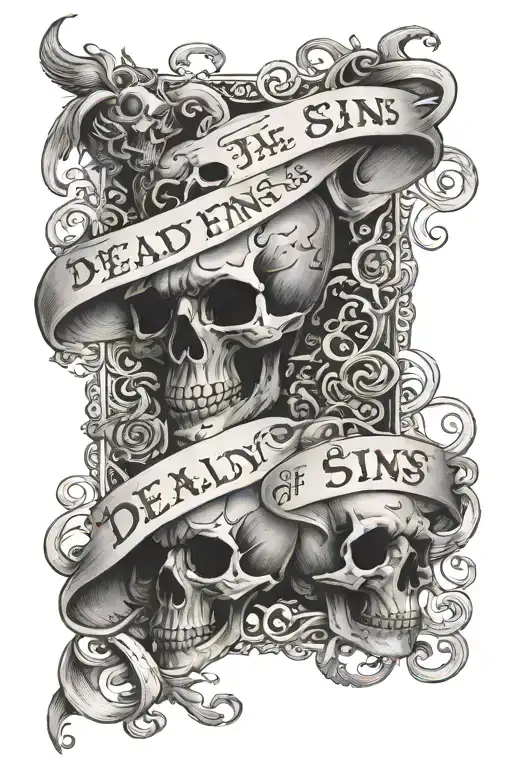 7 Deadly Sins Words On A Scroll Wrapped