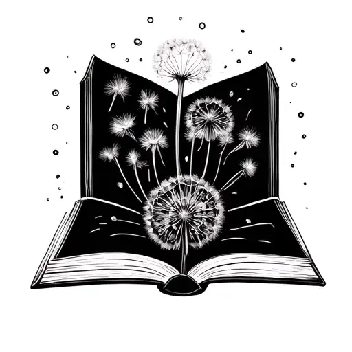Dandelion Seeds Drifting Away Transforming Into Books
