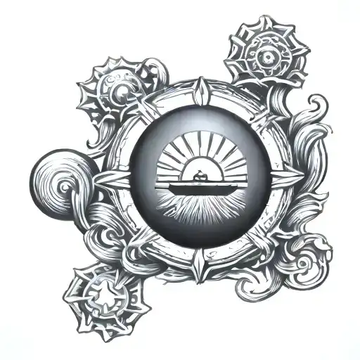 Ring Buoy With The Sun And A Design Featuring