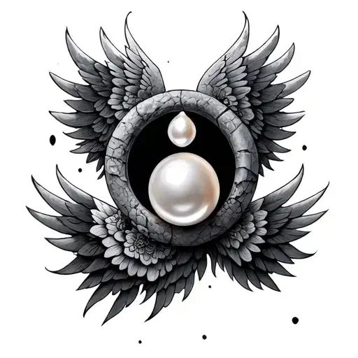 Stone Circle Pearl Embraced By Intricate Wings