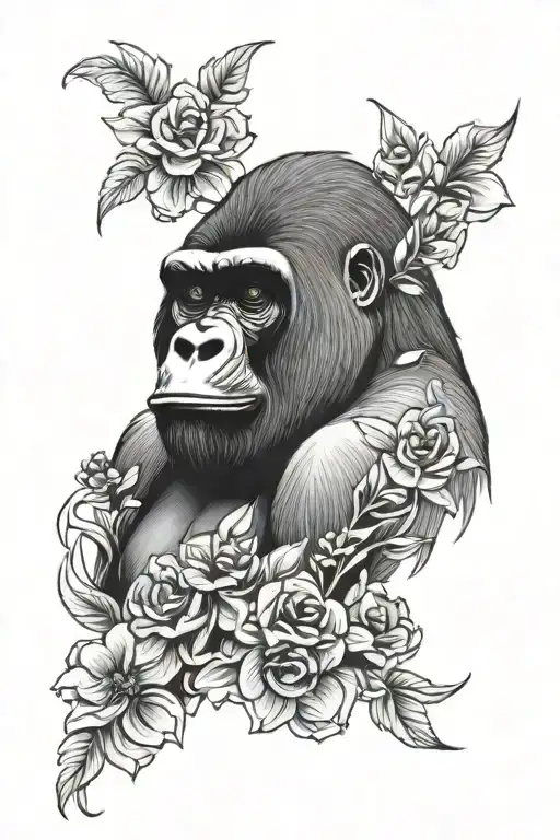 Gorilla With Smoke With Flowers