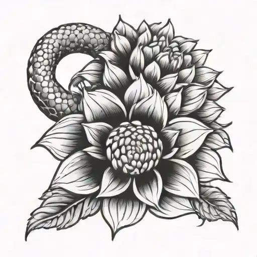 Small Dahlia With Snake Wrapped