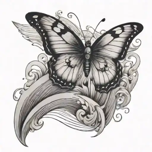 Butterfly Over The Ocean Waves