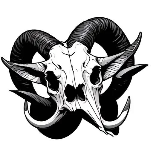 Symmetrical Capricorn Goat Skull