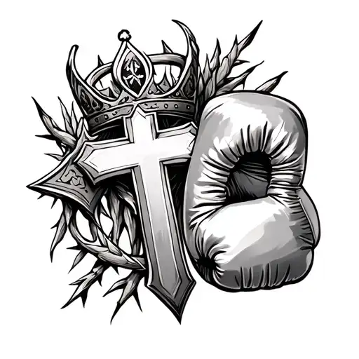Make Me A Sleeve For My Forearm With A Cross A Boxing Glove And A Thorn Of Crown Christian Related