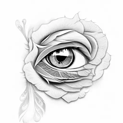 Peacock Feather And Eyes And Roses