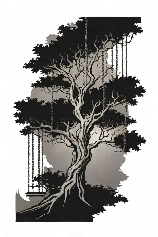 Tree With Swing Hanging From One