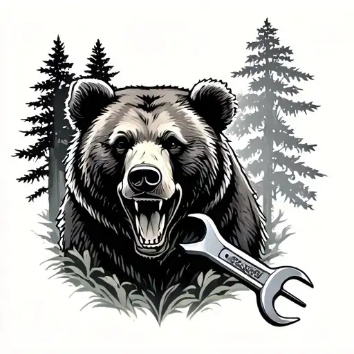 Bear Wrench And Maple Trees