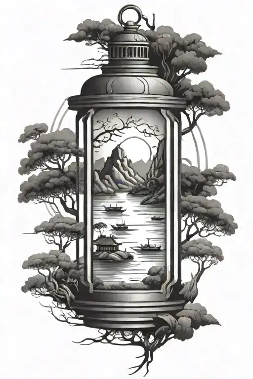 Vietnamese Landscape Inside A Lantern