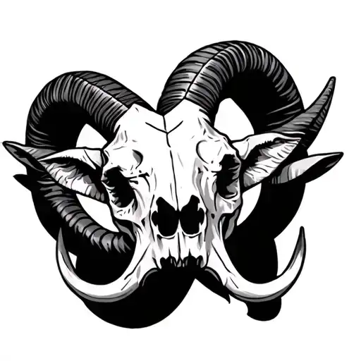 Symmetrical Capricorn Goat Skull