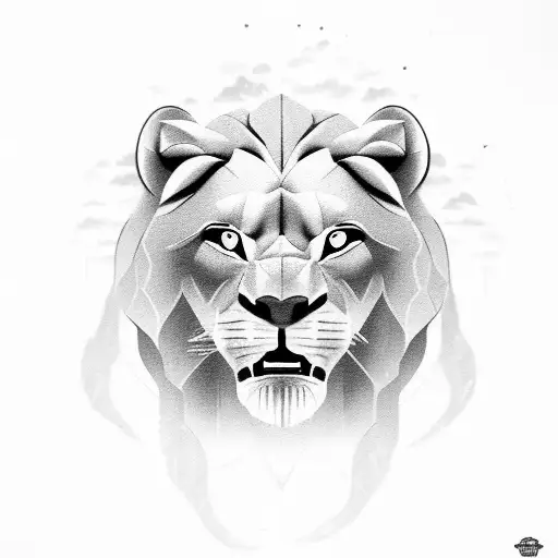 Roaring Lion In The Sky With Jungle Scenes At The Bottom