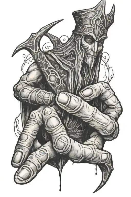 Sauron Lord Of The Rings With Hand Holding Up Ring