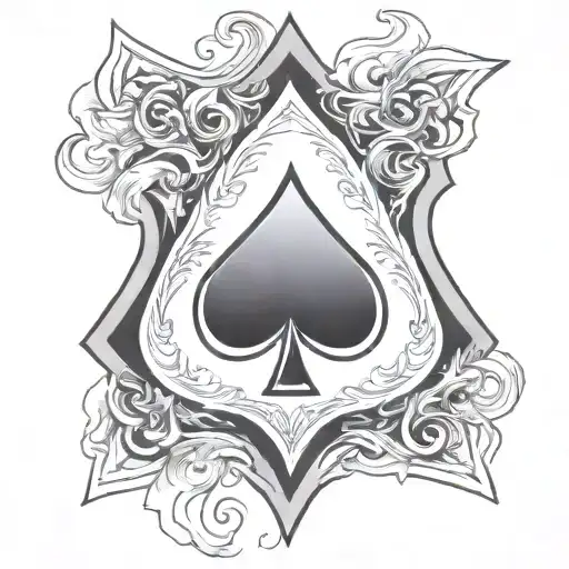 Ace Of Spades Card With Large Flames Around The Card