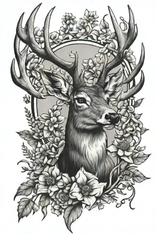 Deer Antlers And Wilflowers