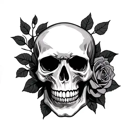 Skull With Rose Surrounded