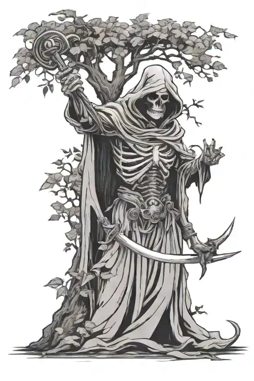 Poison Tree With Grim Reaper Holding A Scythe