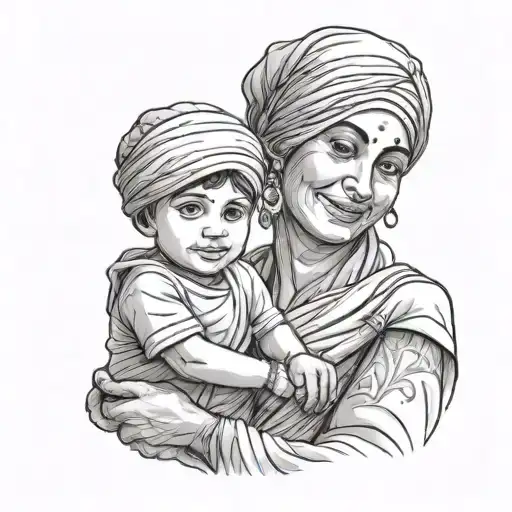 Mom With Sardar Son Holding Hands