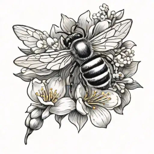 Honey Bee Flying And Lilac Flowers In A Band