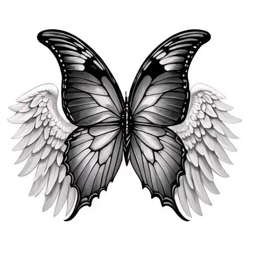 Half A Butterfly Half An Angel Wing With A B