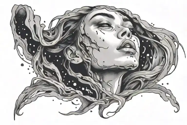 Galaxy Melting Into Female Face