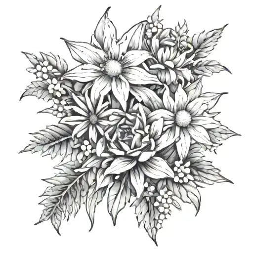 Edelweiss Flowers With Daisies And Roses