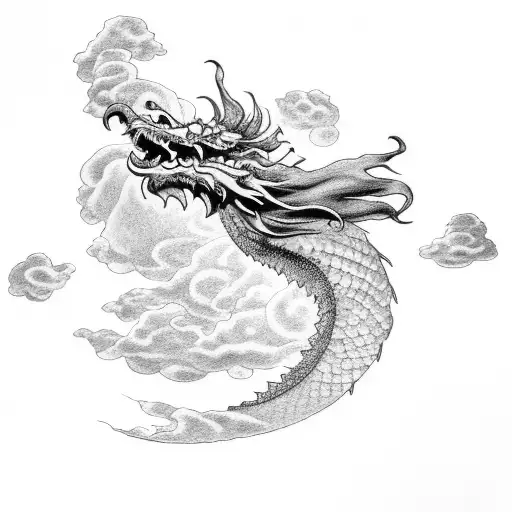 Moon Dragon Grass Clouds