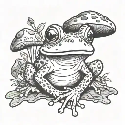Frog Smoking Joint On A Mushroom And Smiling