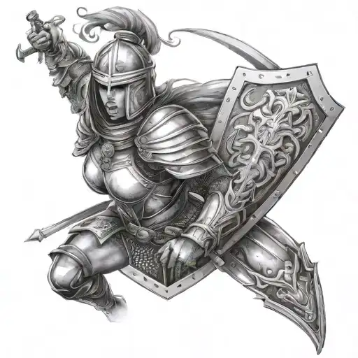 Woman Knight Warrior With Shield