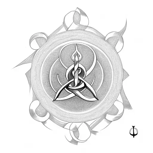A Sleek And Modern Interpretation Of The Aum Symbol Intertwined With A Trident