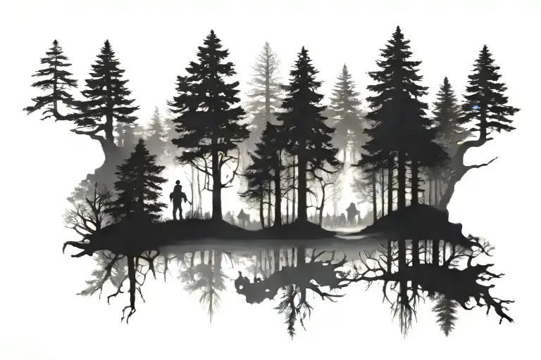 Forest With More Than 10 Scary People-like Silouetes