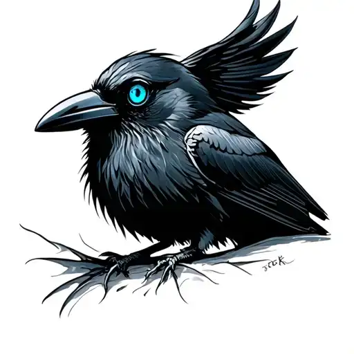 Crow With 3 Blue Eyes And
