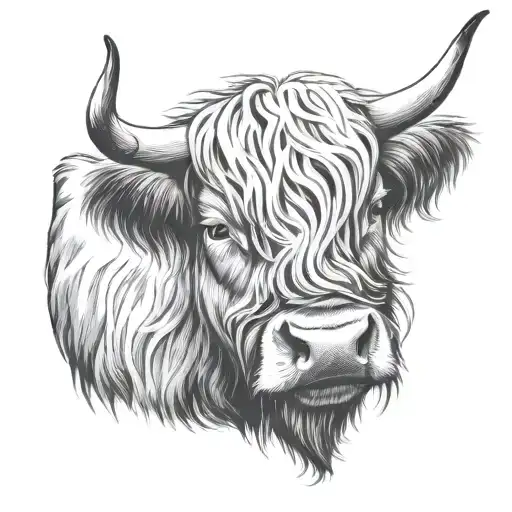 Highland Cow Licking Itself