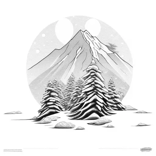 Snow Mountain With Sunrise