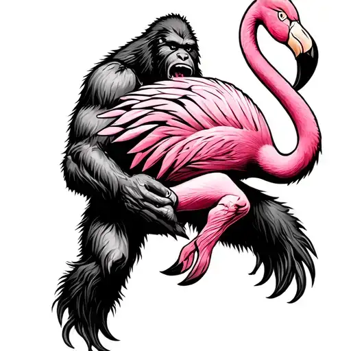 Bigfoot Flying A Pink Flamingo
