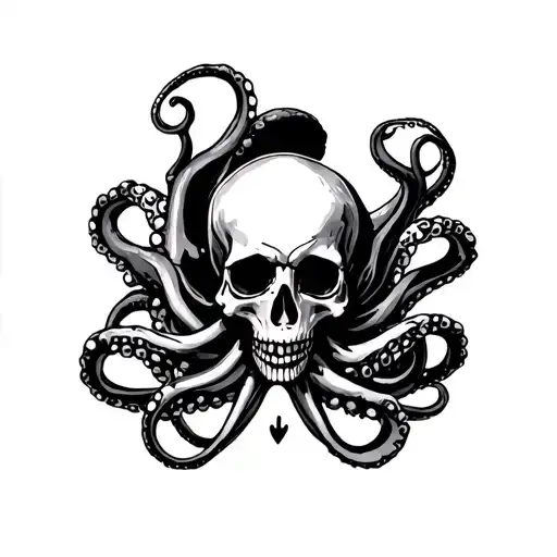 Skeleton Octopus And Skull