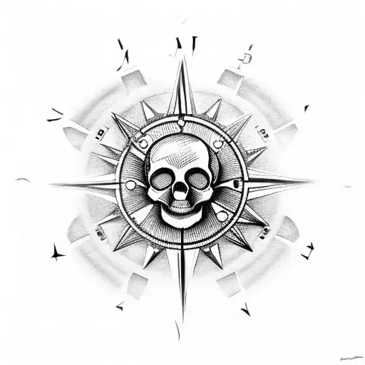 Skull And Compass With Clock