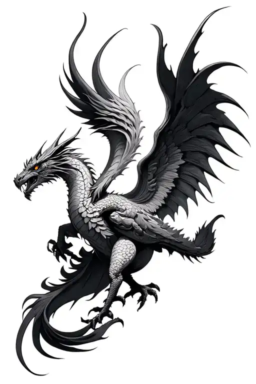 Phoenix Vs Dragon With Wings