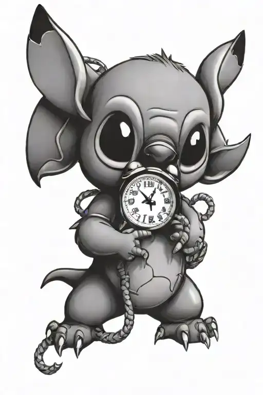 Stitch Character Holding Clock