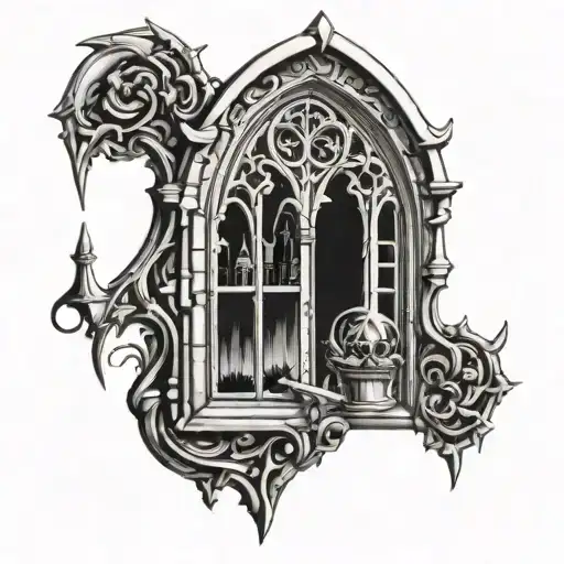 Gothic Window With Reapper