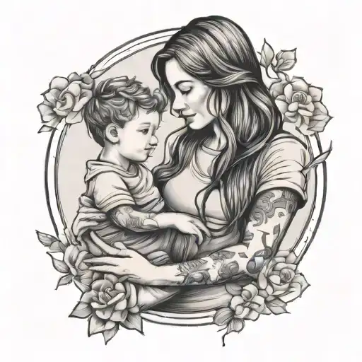 Mom With Son Holding Hands