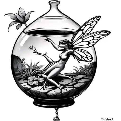 Terrarium With Dancing Fairy Frog