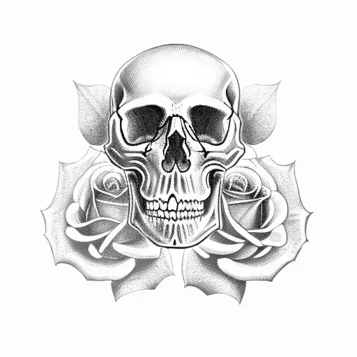 Skull And Black Roses