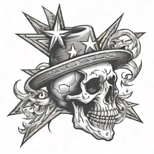 Traditional Skull And A North Star